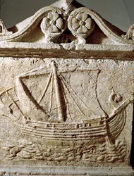 Detail des Schiffssarkophags, aus Sidon